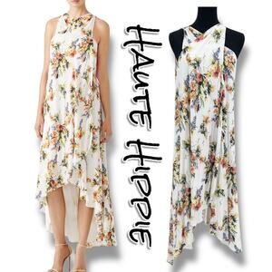 Haute Hippie Floral Jane High Low Maxi Wrap Dress Flowy Womens Size 0 FLAW
